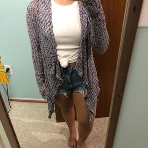 Lightweight blue/white marled cardigan